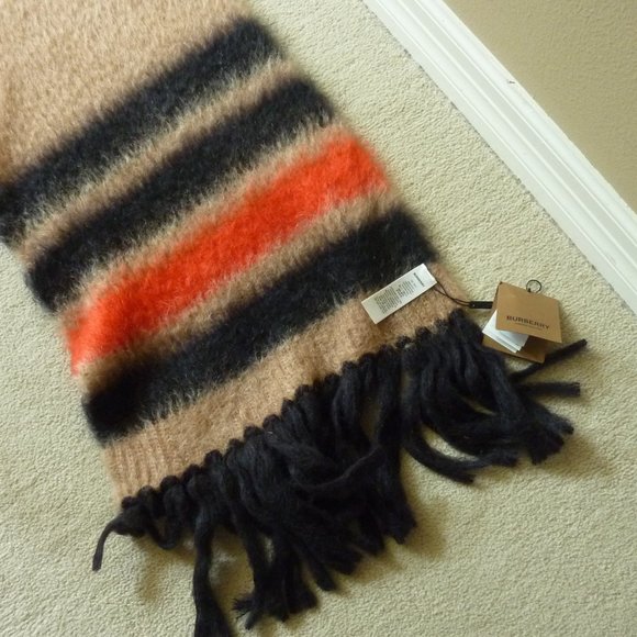Burberry Ladies Silk/Mohair Blend Graphic Logo Stripe Scarf (NEW) - Picture 4 of 11